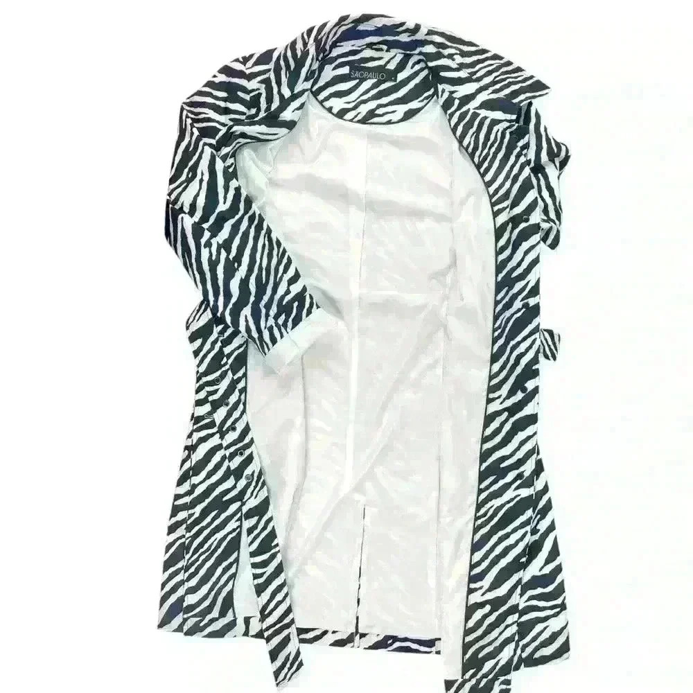 Sao Paulo Zebra Print  Size 12 Trench Coat - Boho Chic Animal Print Sexy Belted - Picture 15 of 16